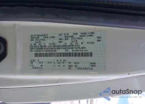 2009 Ford E-350 Super Duty Xl/Xlt from USA, damaged, VIN 1FBSS31L19DA72185